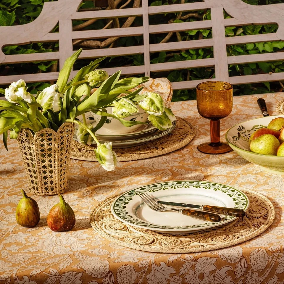 Set of 4 Hand-painted Green Motif Plates | Casa by JJ