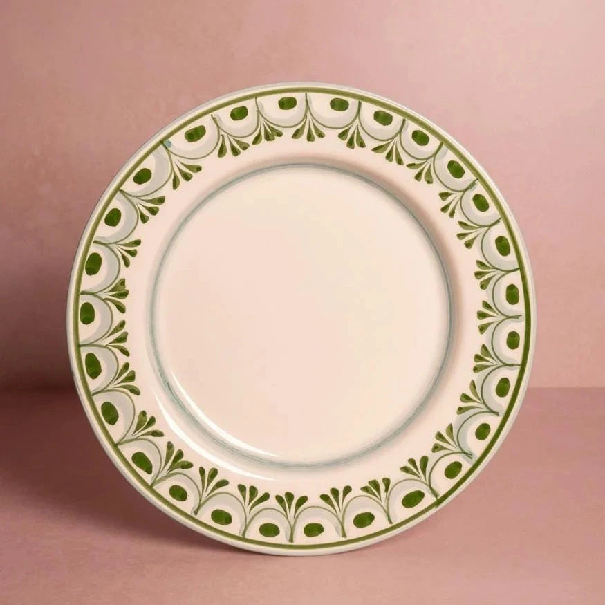 Set of 4 Hand-painted Green Motif Plates | Casa by JJ