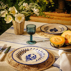 Set of 4 Blue & White Fern Hand-Painted Dinner Plates | Casa by JJ
