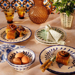 Set of 4 Blue & White Fern Hand-Painted Dinner Plates | Casa by JJ