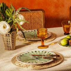 Set of 4 Green & Blue Peacock Hand-Painted Dinner Plates | Casa by JJ
