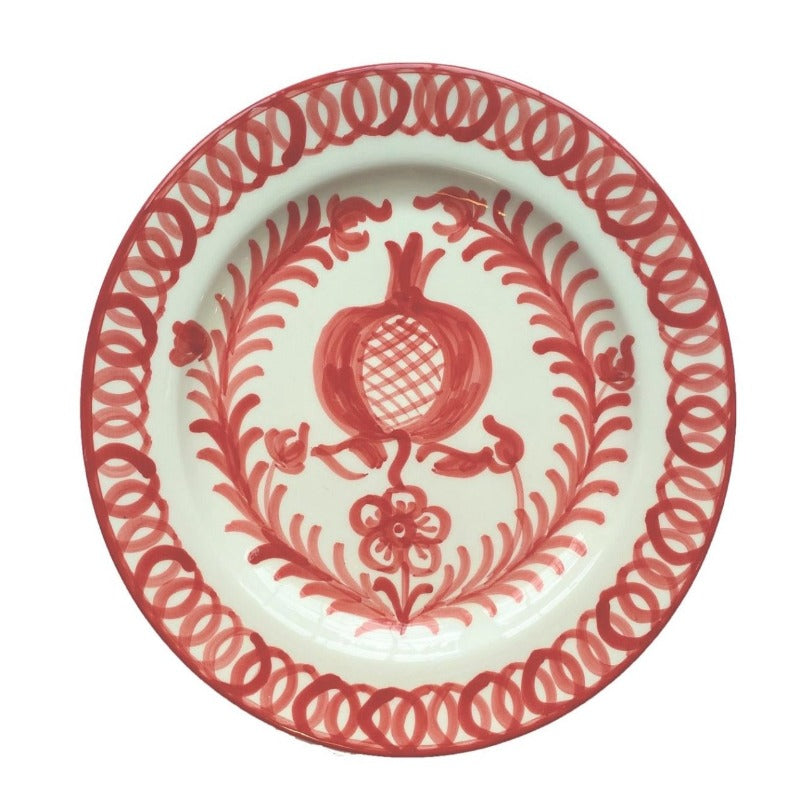 Spanish Ceramic Dinner Plate with Burnt Sienna Bird Design