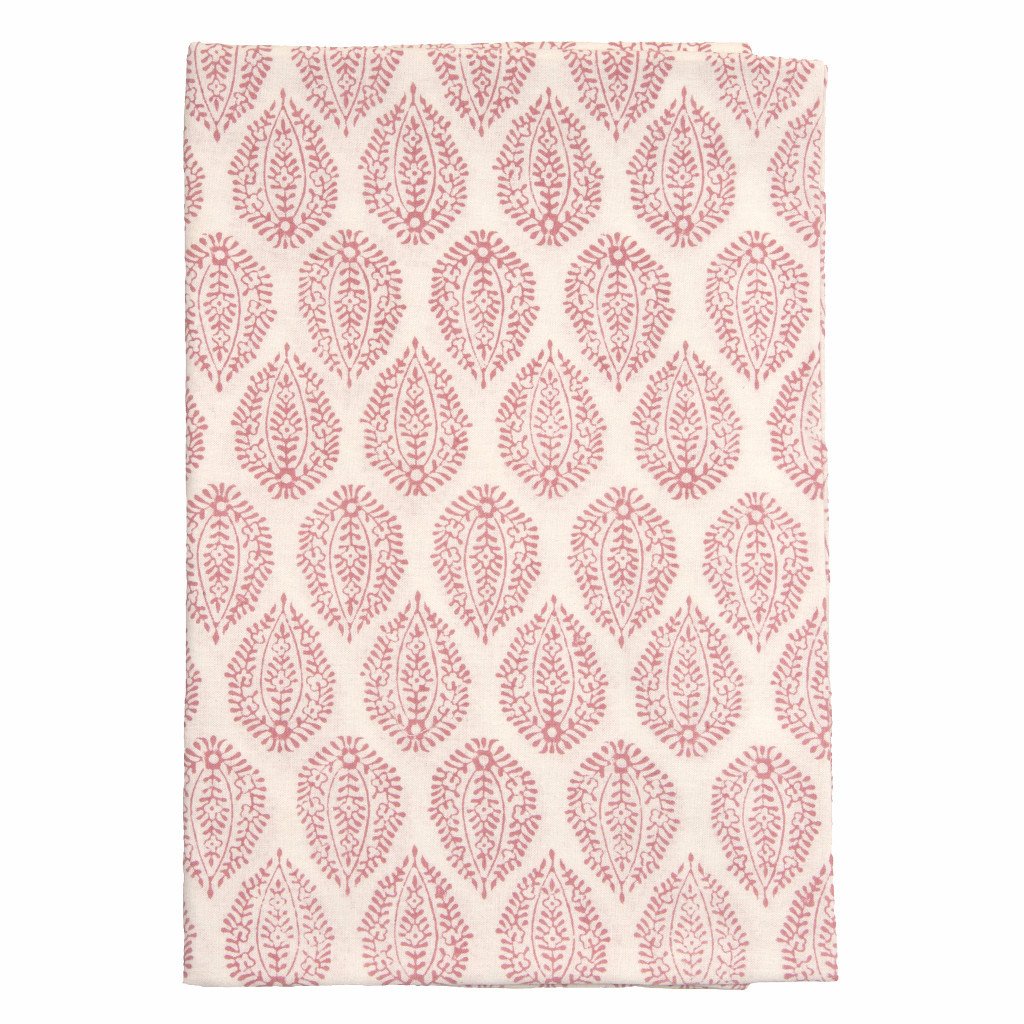 Pink Leaf' Hand Block Printed Tablecloth