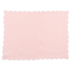 Set of 4 Pastel Pink Scallop Linen Placemats