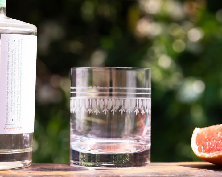 Pair of  Crystal Whiskey Glasses with Oval Design