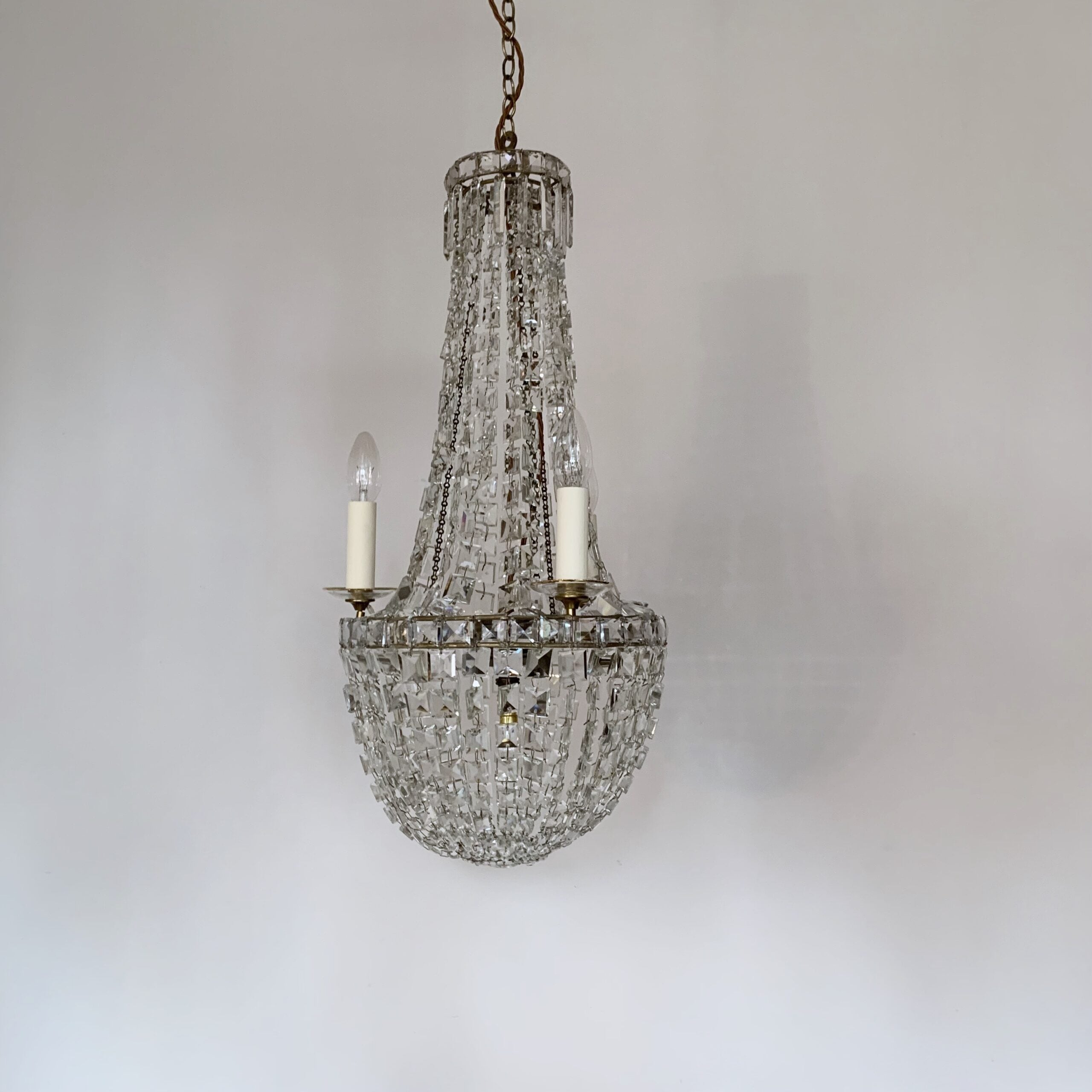 Early 1900s Antique Crystal Balloon Chandelier