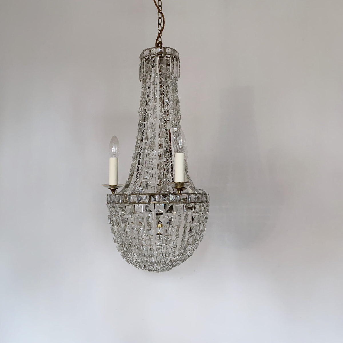 Early 1900s Antique Crystal Balloon Chandelier