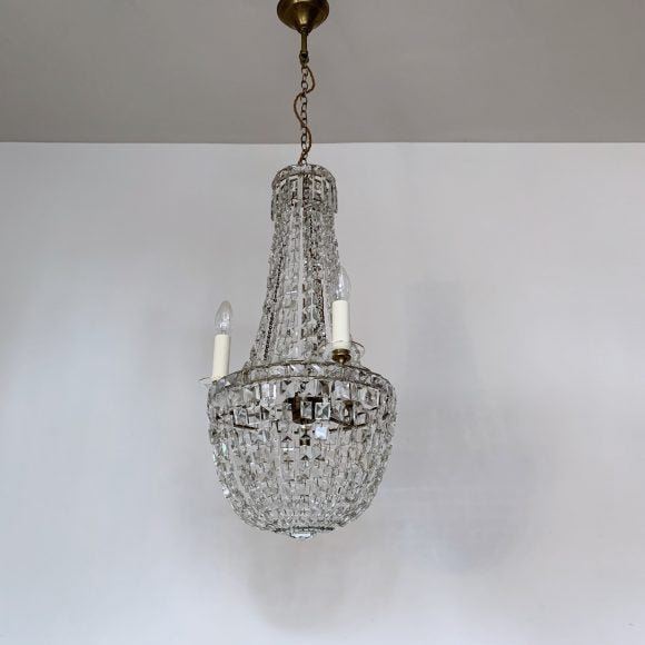 Early 1900s Antique Crystal Balloon Chandelier
