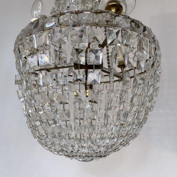Early 1900s Antique Crystal Balloon Chandelier