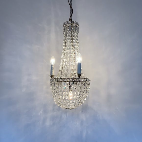 Early 1900s Antique Crystal Balloon Chandelier