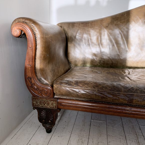 Early 19th Century Regency Brass Inlaid Rosewood Couch