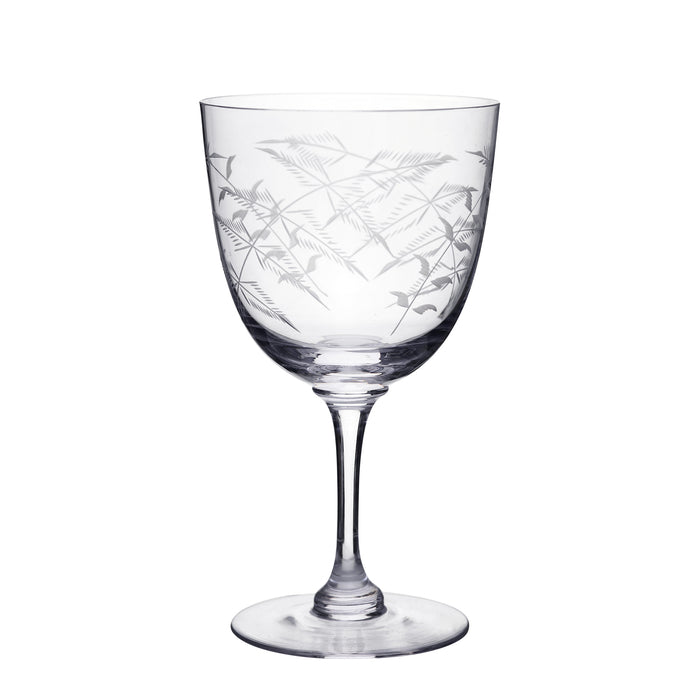 Set of 6 Crystal Wine Glasses with Fern Design