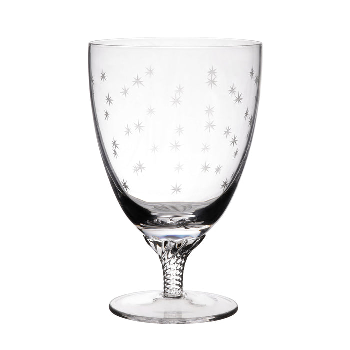 Set of 6 Crystal Bistro Wine Glasses with Star Design