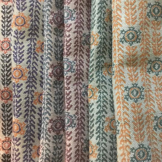 Ankara Slate Grey & Tangerine Orange Linen Fabric | Julia Brendel