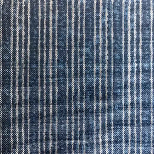 Tribes Narrow Stripe, Marina Blue Linen Fabric | Julia Brendel