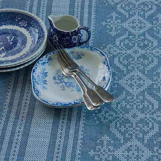 Nostalgia Tablecloth in Blue & Cream | Julia Brendel