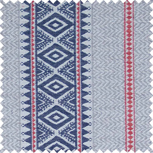 Aztec Chevron Stripe Fabric | Navy, Orange & Grey | Julia Brendel