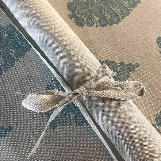 Laibik Large Print in Stone Blue & Natural Linen Fabric |Julia Brendel