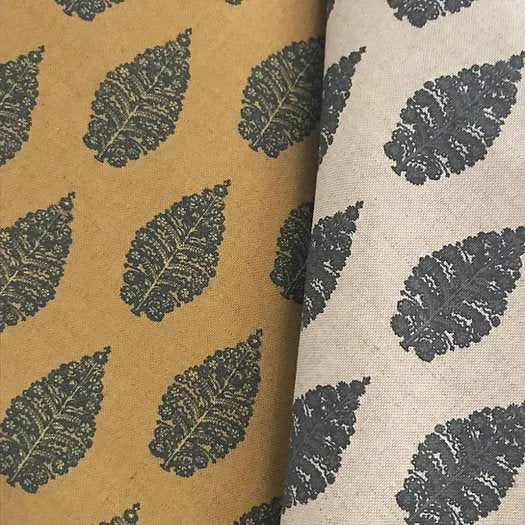 Laibik Small Print Charcoal Grey & Natural Linen Fabric | Julia Brendel