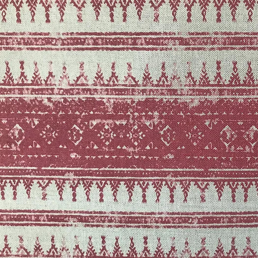 Tribes Horizontal Stripe, Bold Raspberry Linen Fabric | Julia Brendel