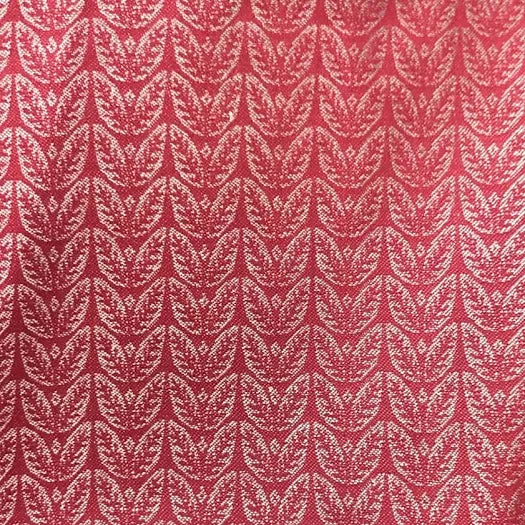 Memory Leaf Design Cherry Red Linen Fabric | Julia Brendel