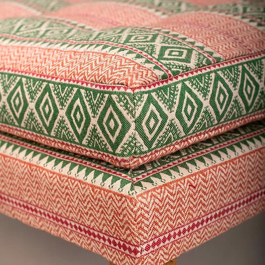 Aztec Chevron Stripe Fabric in Emerald Green & Magento Pink | Julia Brendel