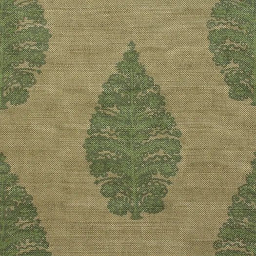 Laibik Large Print Field Green & Natural Linen Fabric | Julia Brendel