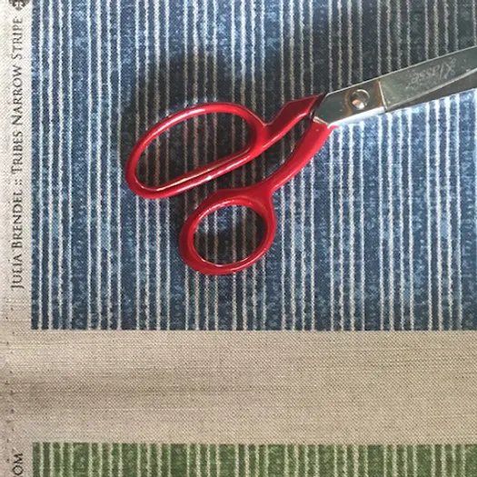 Tribes Narrow Stripe, Marina Blue Linen Fabric | Julia Brendel