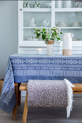 Arabica Tablecloth in Blue & Cream | Julia Brendel