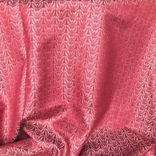 Memory Leaf Design Cherry Red Linen Fabric | Julia Brendel