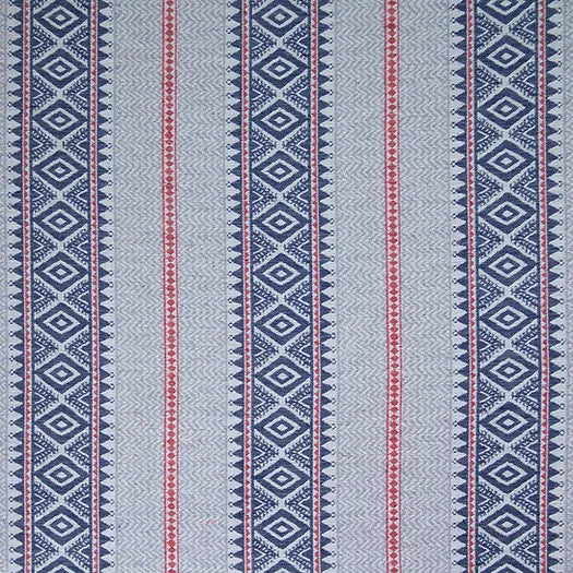 Aztec Chevron Stripe Fabric | Navy, Orange & Grey | Julia Brendel