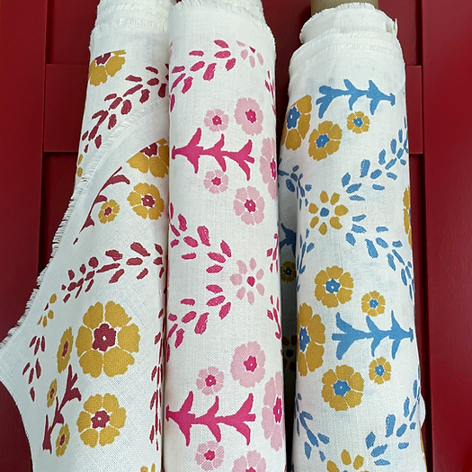 Indian Summer | Blue & Yelllow Floral Fabric | Julia Brendel