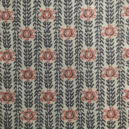 Ankara Slate Grey & Tangerine Orange Linen Fabric | Julia Brendel