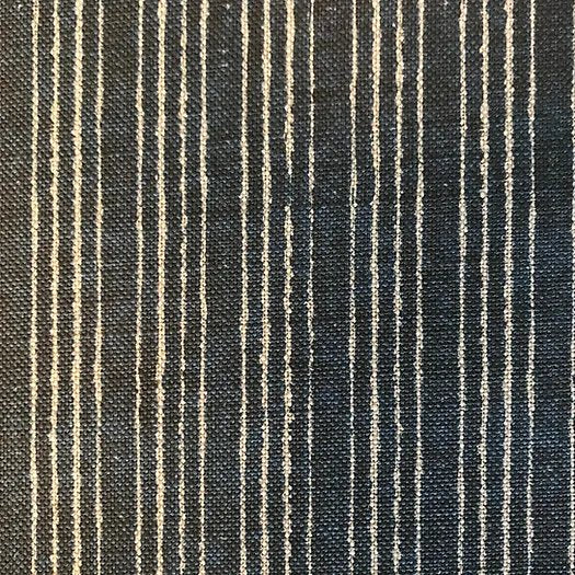 Tribes Narrow Stripe, Midnight Blue/ Grey Linen Fabric | Julia Brendel