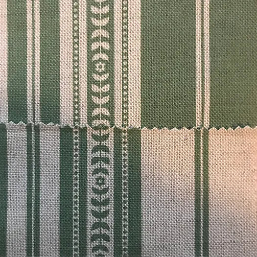 Memory Striped Ivory on Forest Green Linen Fabric | Julia Brendel