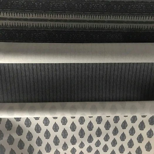 Laibik Small Print Charcoal Grey & Natural Linen Fabric | Julia Brendel