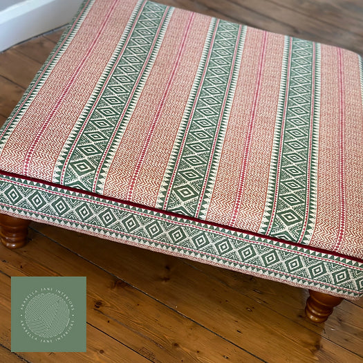 Aztec Chevron Stripe Fabric in Emerald Green & Magento Pink | Julia Brendel