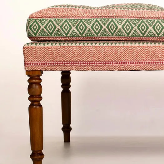 Aztec Chevron Stripe Fabric in Emerald Green & Magento Pink | Julia Brendel