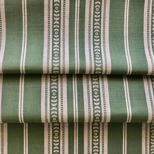 Memory Striped Ivory on Forest Green Linen Fabric | Julia Brendel