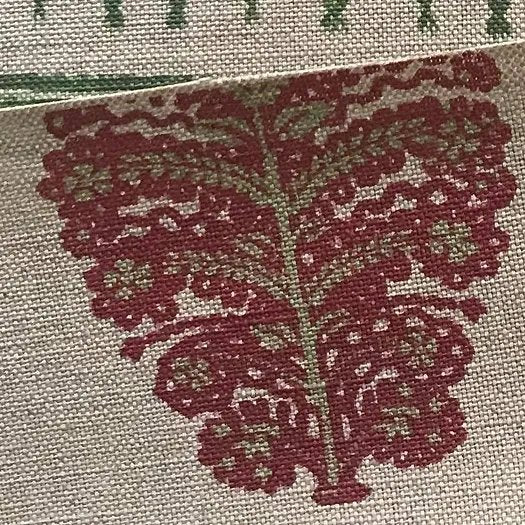 Laibik Large Print Apple Tree Green & Red Linen Fabric | Julia Brendel