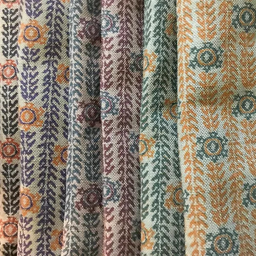 Ankara Aubergine Purple & Lagoon Teal Linen Fabric | Julia Brendel