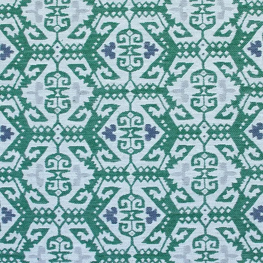 Aztec Chevron Stripe Fabric in Emerald Green, Navy & Gunmetal Grey | Julia Brendel