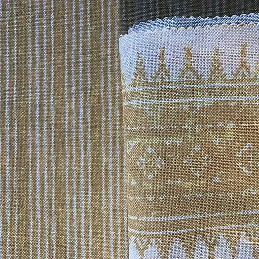 Tribes Narrow Stripe, Warm Amber Linen Fabric | Julia Brendel