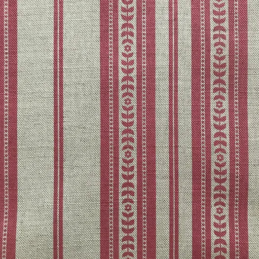 Memory Striped Red on Natural Linen Fabric | Julia Brendel