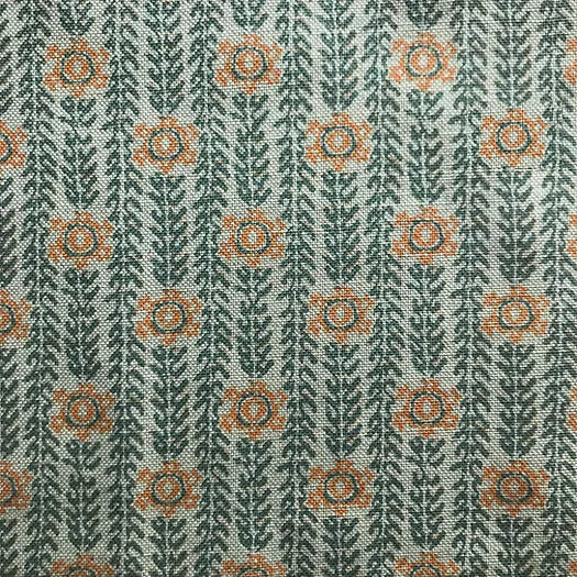 Ankara Mint Green & Satsuma Orange Linen Fabric | Julia Brendel