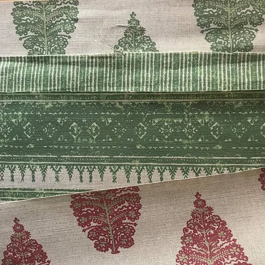 Tribes Horizontal Stripe, Wheatgrass Green Linen Fabric | Julia Brendel