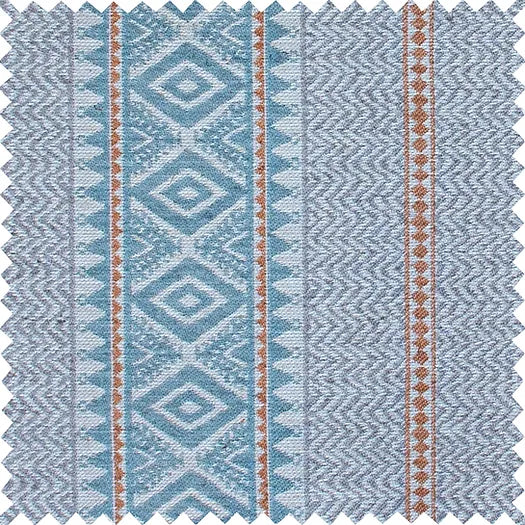 Aztec Chevron Stripe Fabric | Blue, Orange &  Grey | Julia Brendel