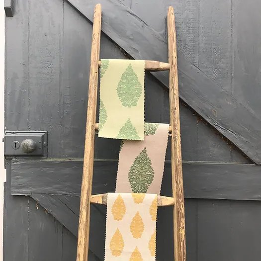 Laibik Large Print Field Green & Natural Linen Fabric | Julia Brendel