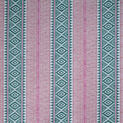 Aztec Chevron Stripe Fabric in Emerald Green & Magento Pink | Julia Brendel