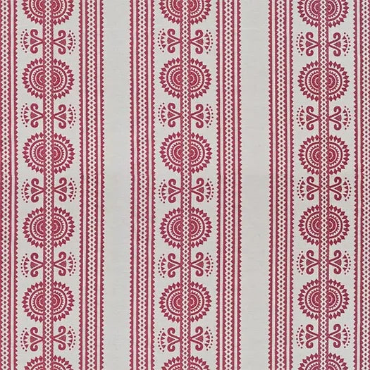 Kurpie Polish Folk Inspired Red & Ivory Striped Fabric | Julia Brendel